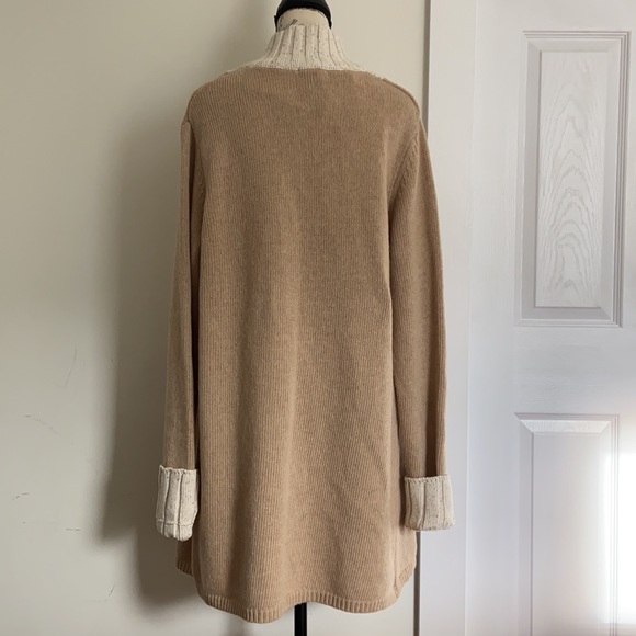 A.IDA open front w/toggle long sweater cardigan wool blend beige - Picture 3 of 10